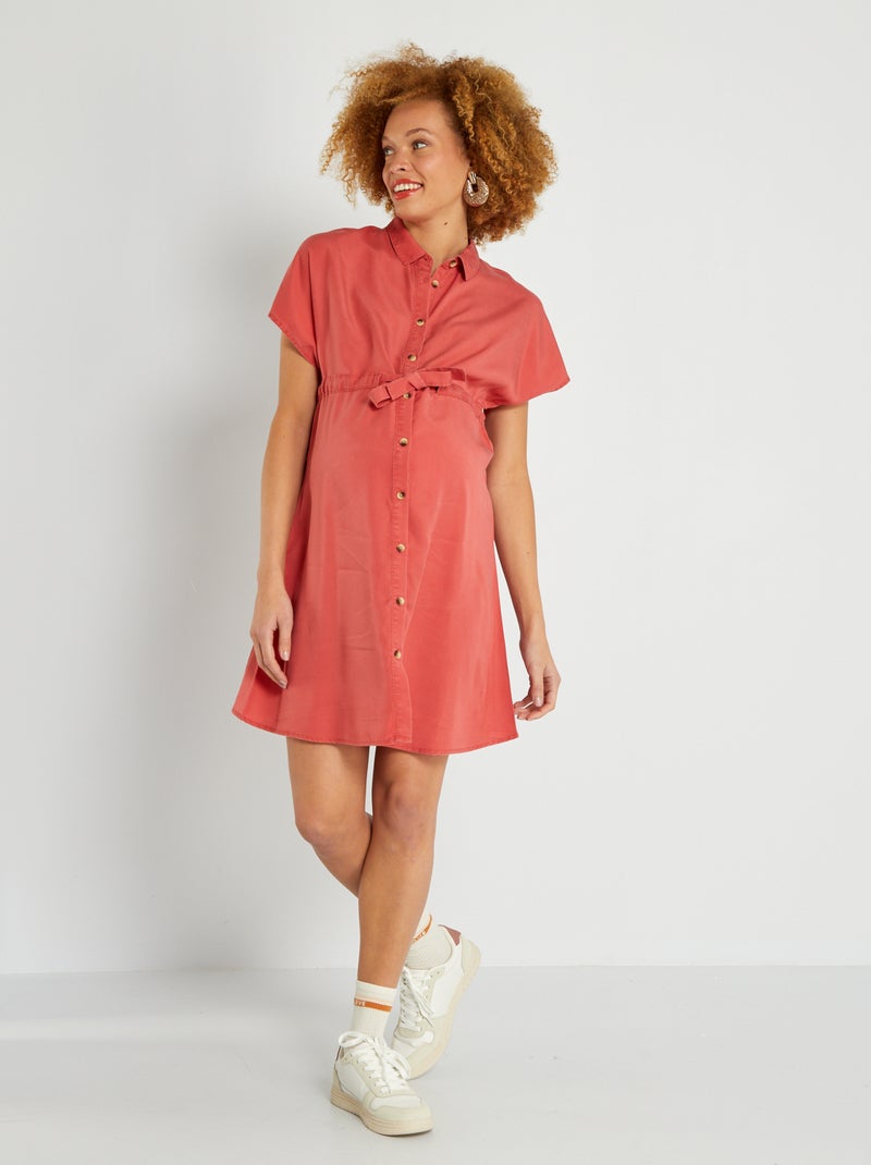 Robe grossesse type chemise Rouge  brique - Kiabi