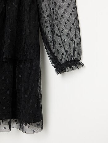 Robe 'Halloween' à manches longues en plumetis avec col montant