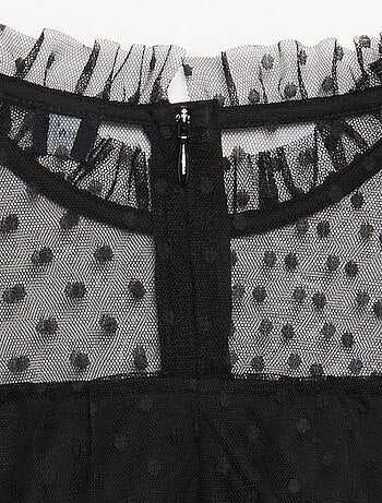 Robe 'Halloween' à manches longues en plumetis avec col montant