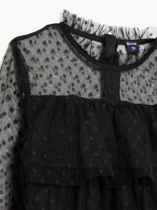 Robe 'Halloween' à manches longues en plumetis avec col montant - Kiabi