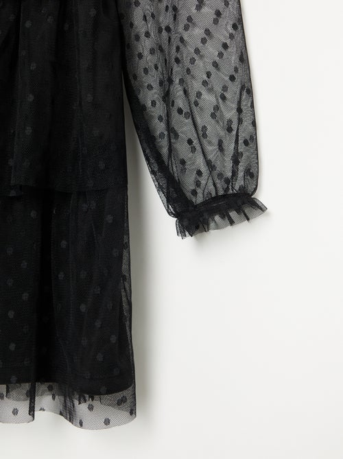 Robe 'Halloween' à manches longues en plumetis avec col montant - Kiabi