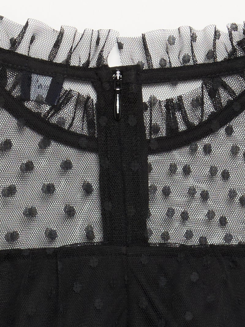 Robe 'Halloween' à manches longues en plumetis avec col montant Noir - Kiabi