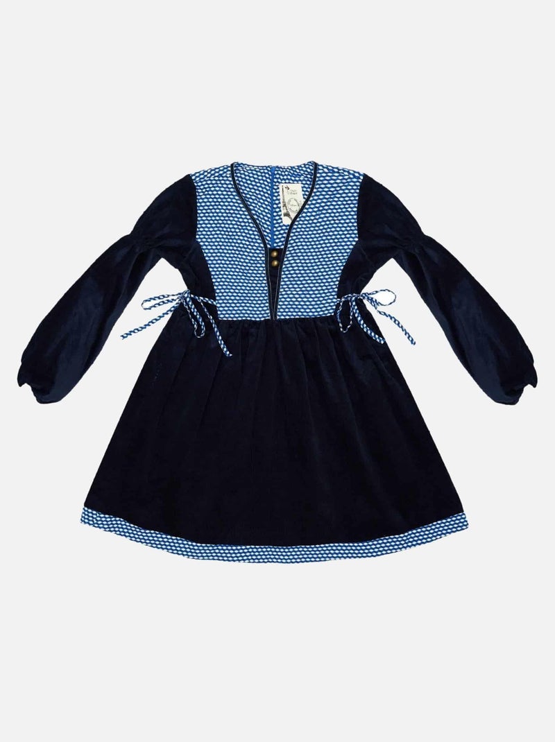 Robe Hiver Fille  Velours Bleu Marine Coton Bleu Roi  MARGOT - La Faute à Voltaire Bleu marine - Kiabi