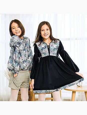 Robe Hiver Fille Velours Liberty Fleuri MARGOT - La Faute à Voltaire