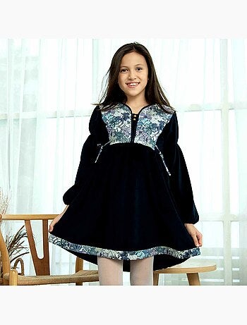 Robe Hiver Fille Velours Liberty Fleuri MARGOT - La Faute à Voltaire