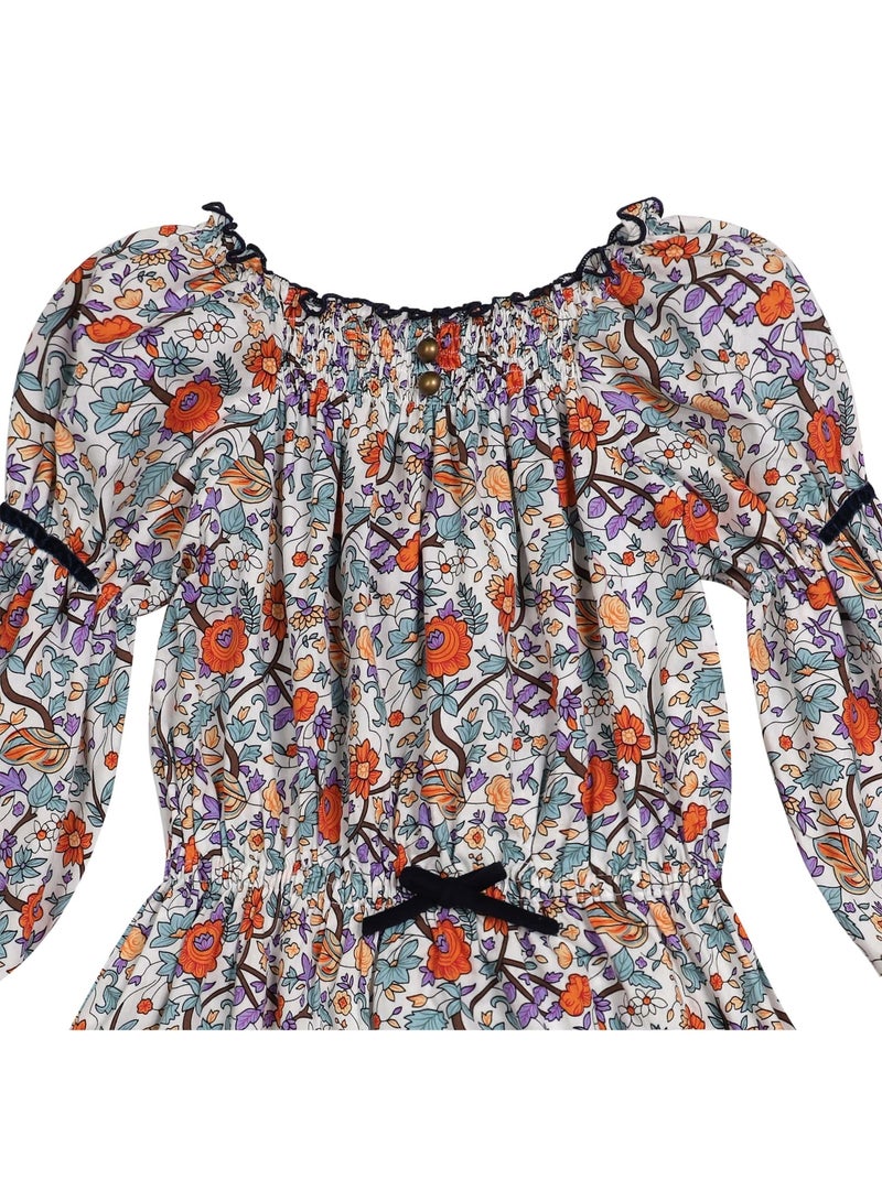 Robe Hiver Fleurie Liberty      CHIMENE - La Faute à Voltaire Orange - Kiabi
