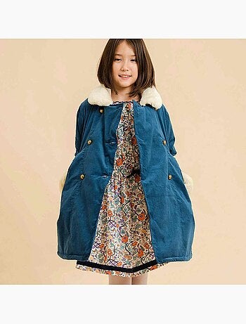 Robe Hiver Fleurie Liberty Fille Orange Vert CHIMENE - 'LA FAUTE A VOLTAIRE'
