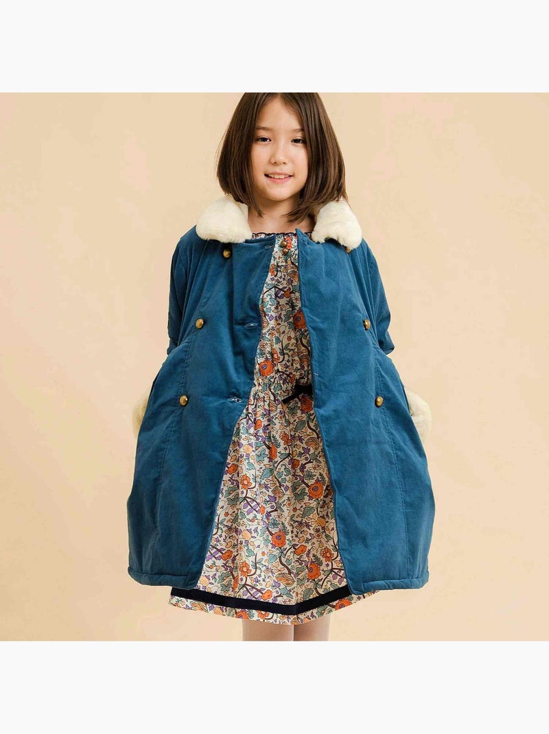 Robe Hiver Fleurie Liberty Fille  Orange Vert  CHIMENE - 'LA FAUTE A VOLTAIRE' Orange - Kiabi