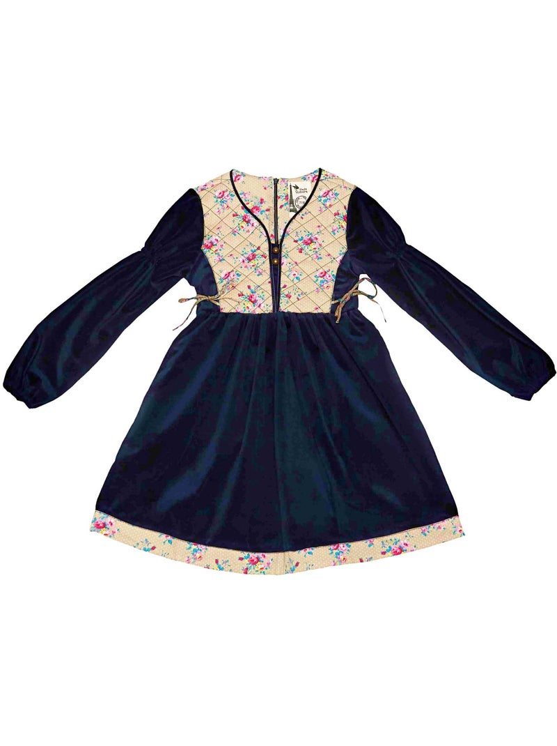 Robe Hiver   Velours   Fleurie   MARGOT - La Faute à Voltaire Bleu marine - Kiabi