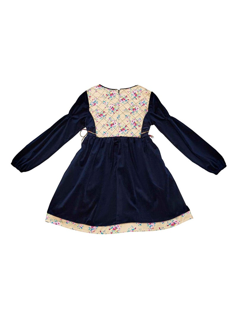Robe Hiver   Velours   Fleurie   MARGOT - La Faute à Voltaire Bleu marine - Kiabi