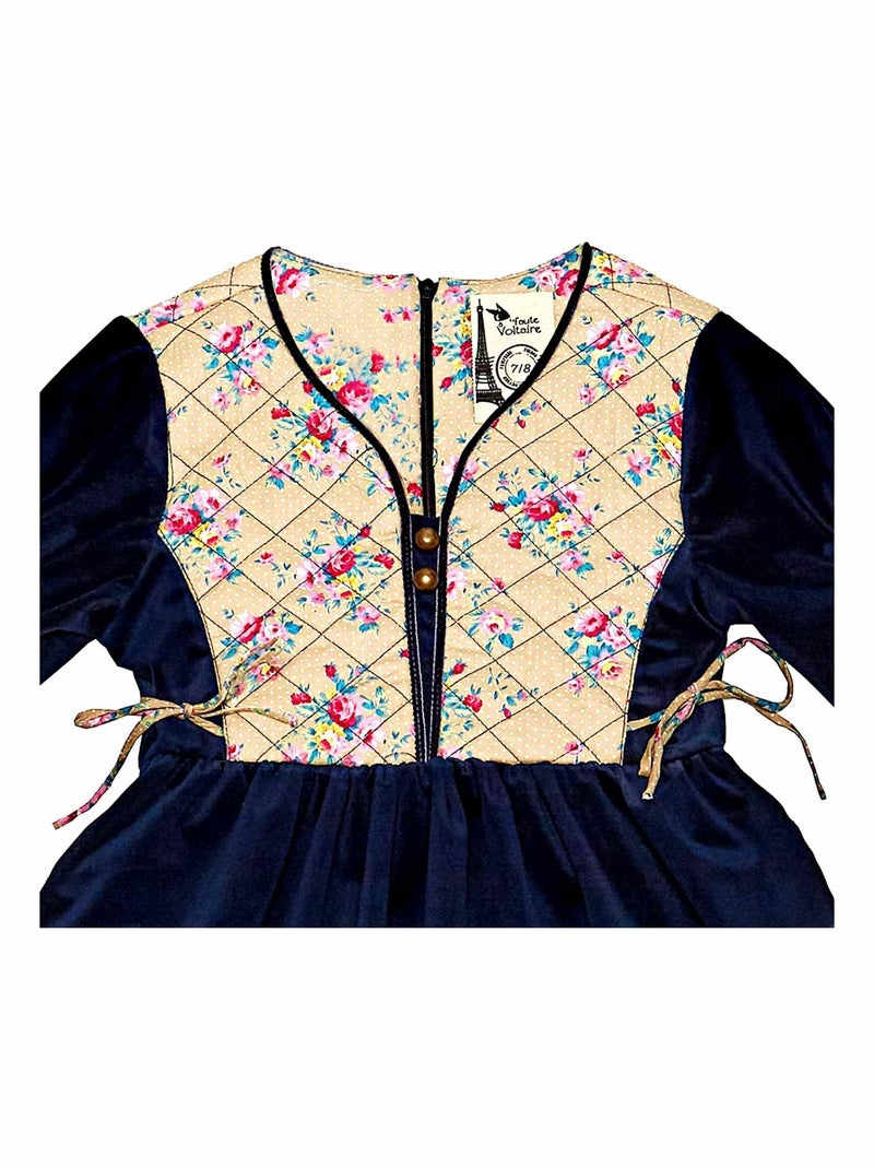 Robe Hiver   Velours   Fleurie   MARGOT - La Faute à Voltaire Bleu marine - Kiabi