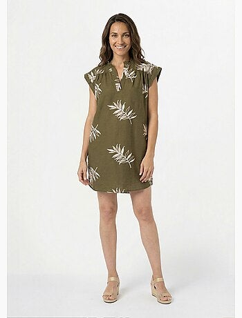 Robe housse courte, broderies feuilles - AFIBEL