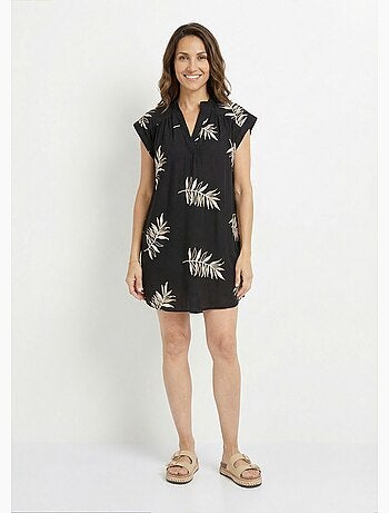 Robe housse courte, broderies feuilles - AFIBEL