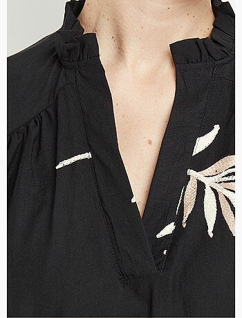 Robe housse courte, broderies feuilles - AFIBEL