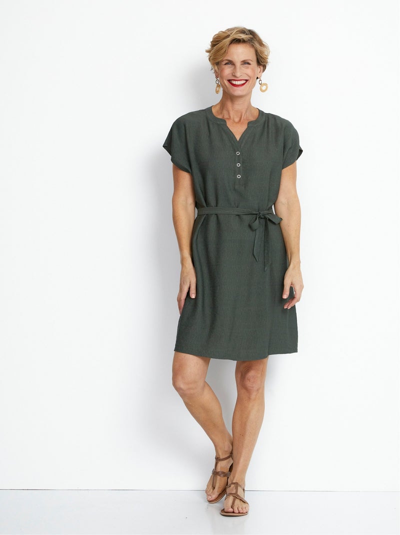 Robe-housse courte manches kimono Kaki - Kiabi