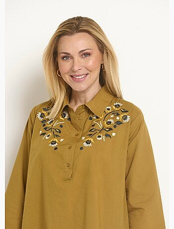 Robe housse manches 3/4 broderies colorées - Afibel