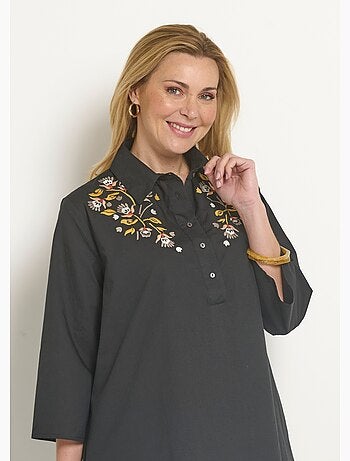Robe housse manches 3/4 broderies colorées - Afibel