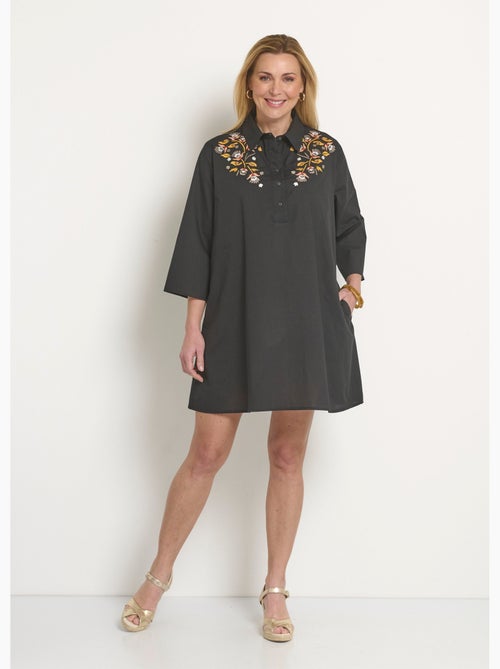 Robe housse manches 3/4 broderies colorées - Afibel - Kiabi
