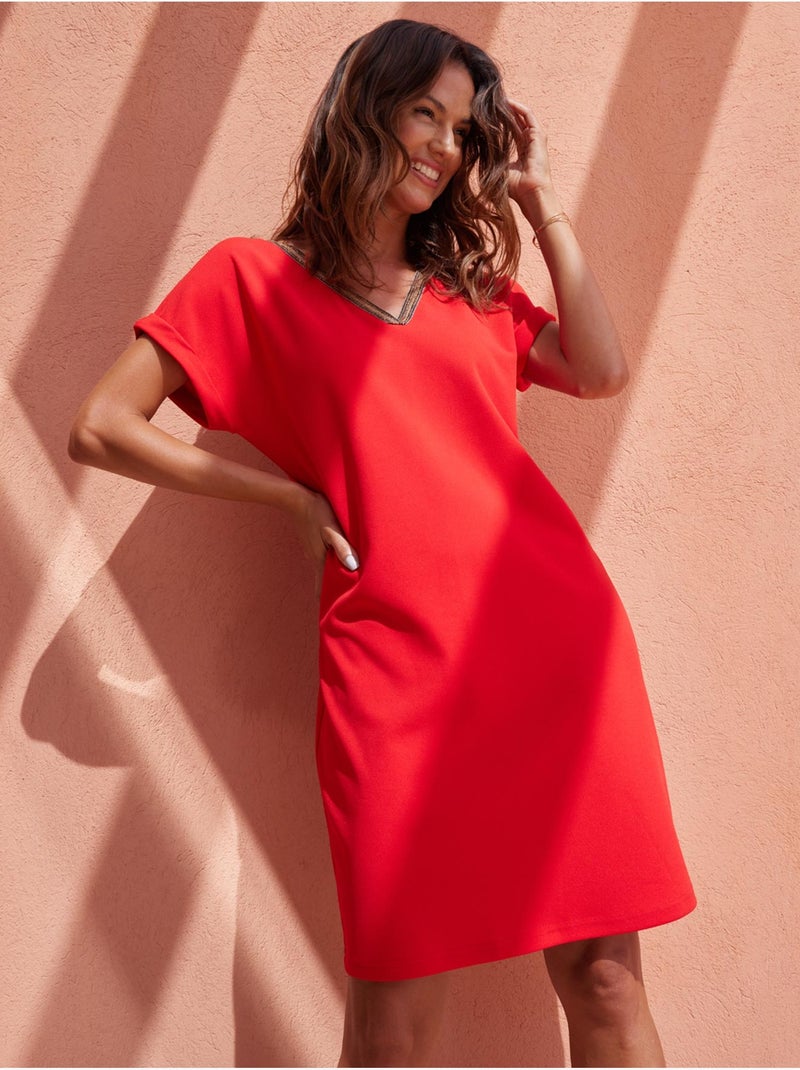 Robe housse manches T en maille - DAXON Rouge - Kiabi