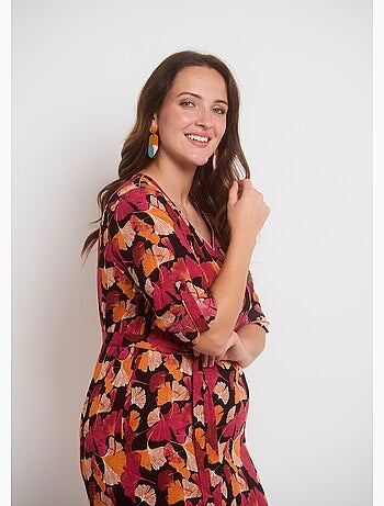 Robe imprimé avec manches retroussables - afibel