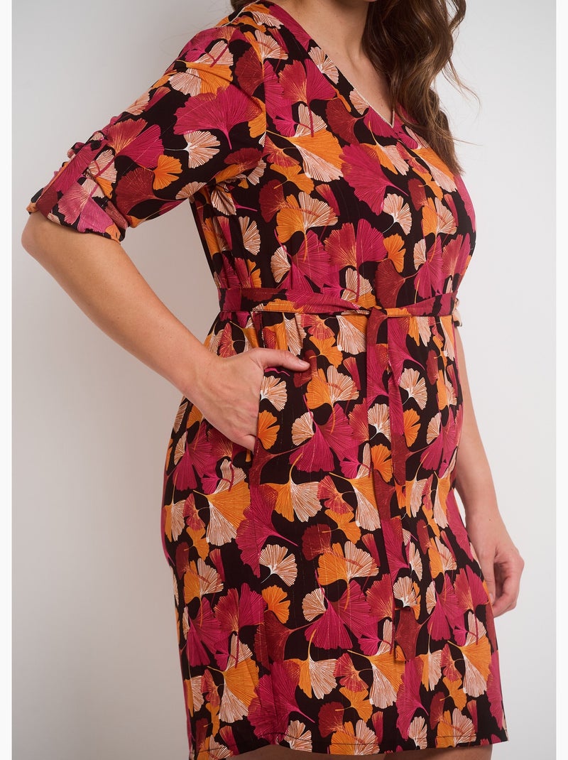 Robe imprimé avec manches retroussables - afibel Noir - Kiabi