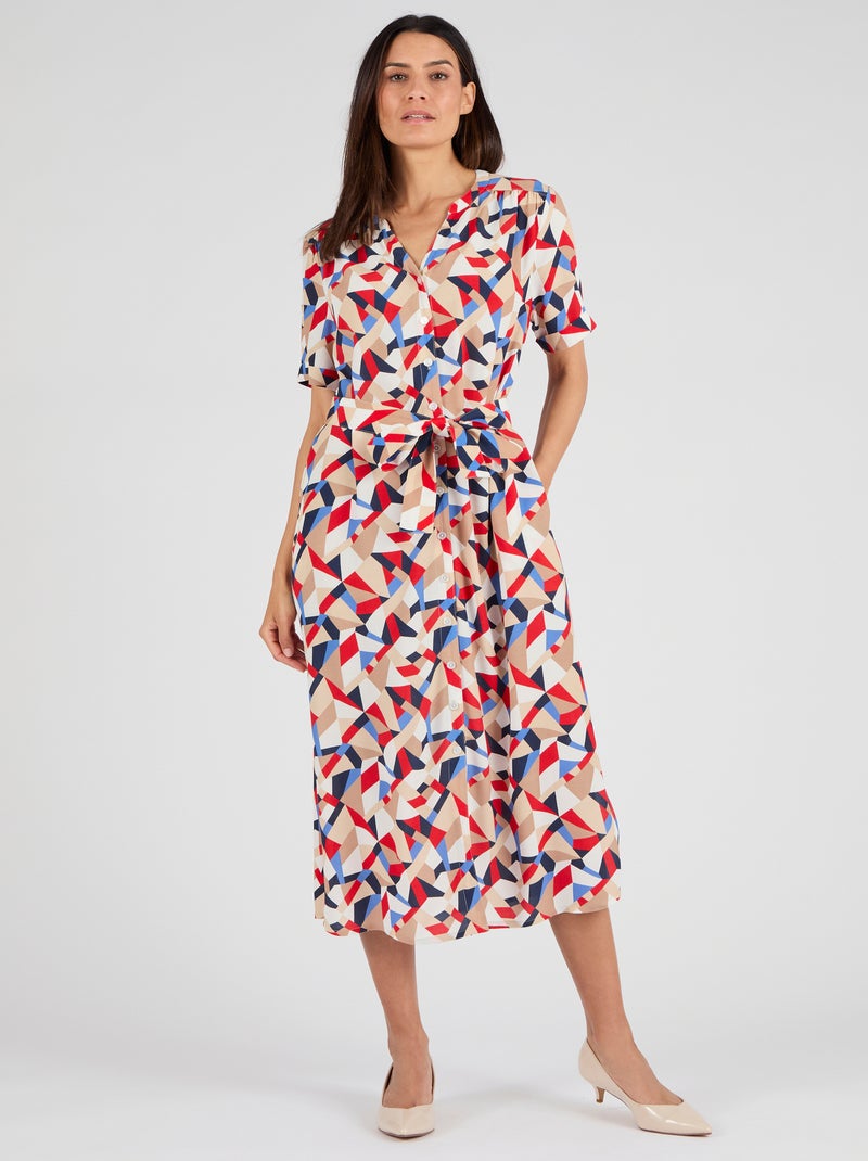 Robe imprimé graphique pure viscose - Damart Marron - Kiabi