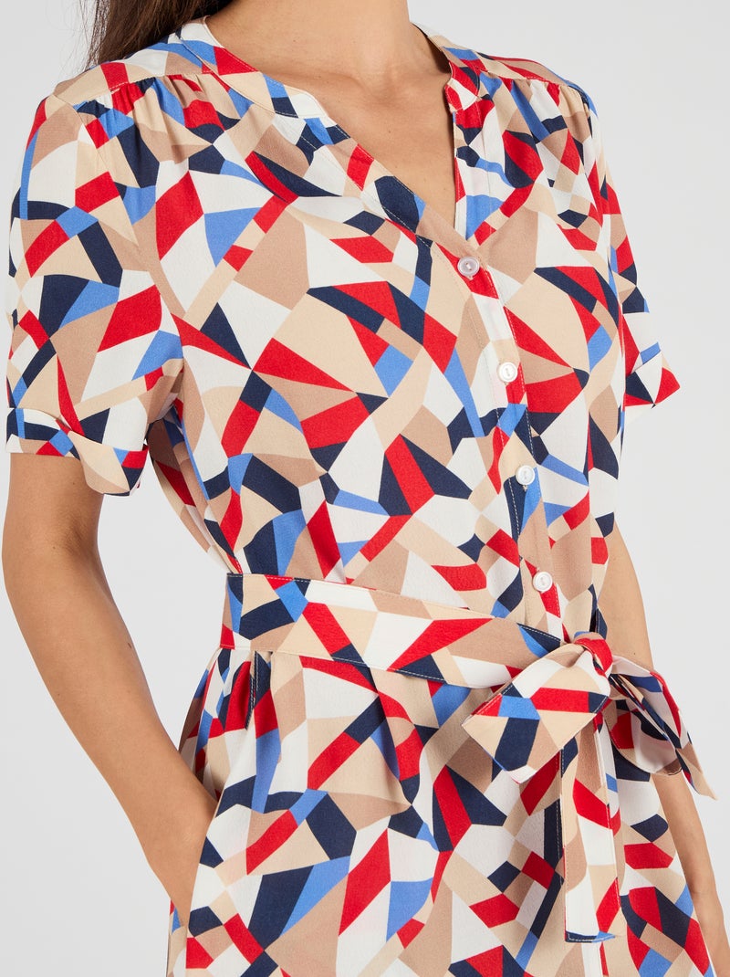 Robe imprimé graphique pure viscose - Damart Marron - Kiabi