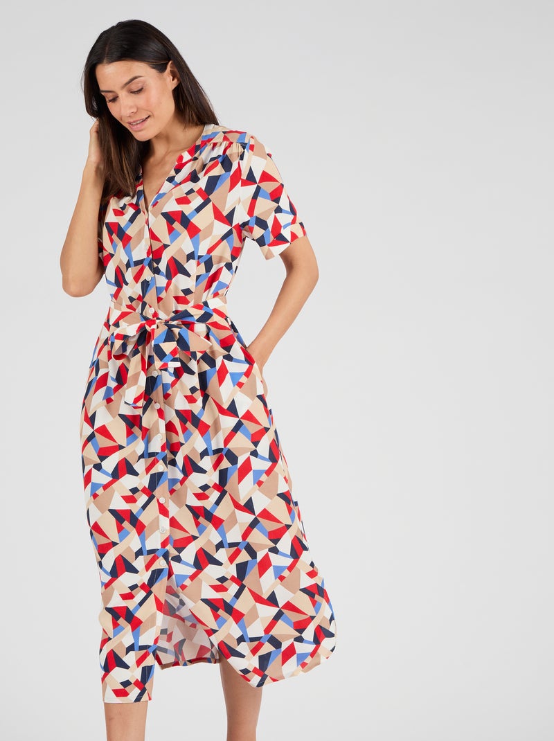 Robe imprimé graphique pure viscose - Damart Marron - Kiabi