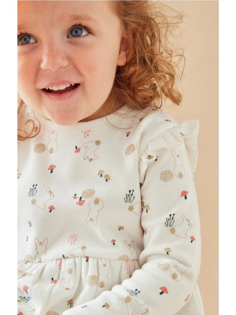 Robe imprimé lapin en sweatoloudoux, Noukie's Blanc - Kiabi