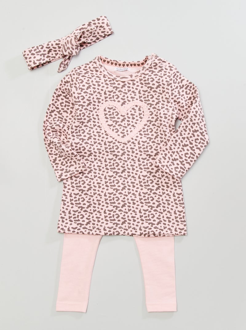 Robe imprimé 'léopard' + legging - 3 pièces rose - Kiabi