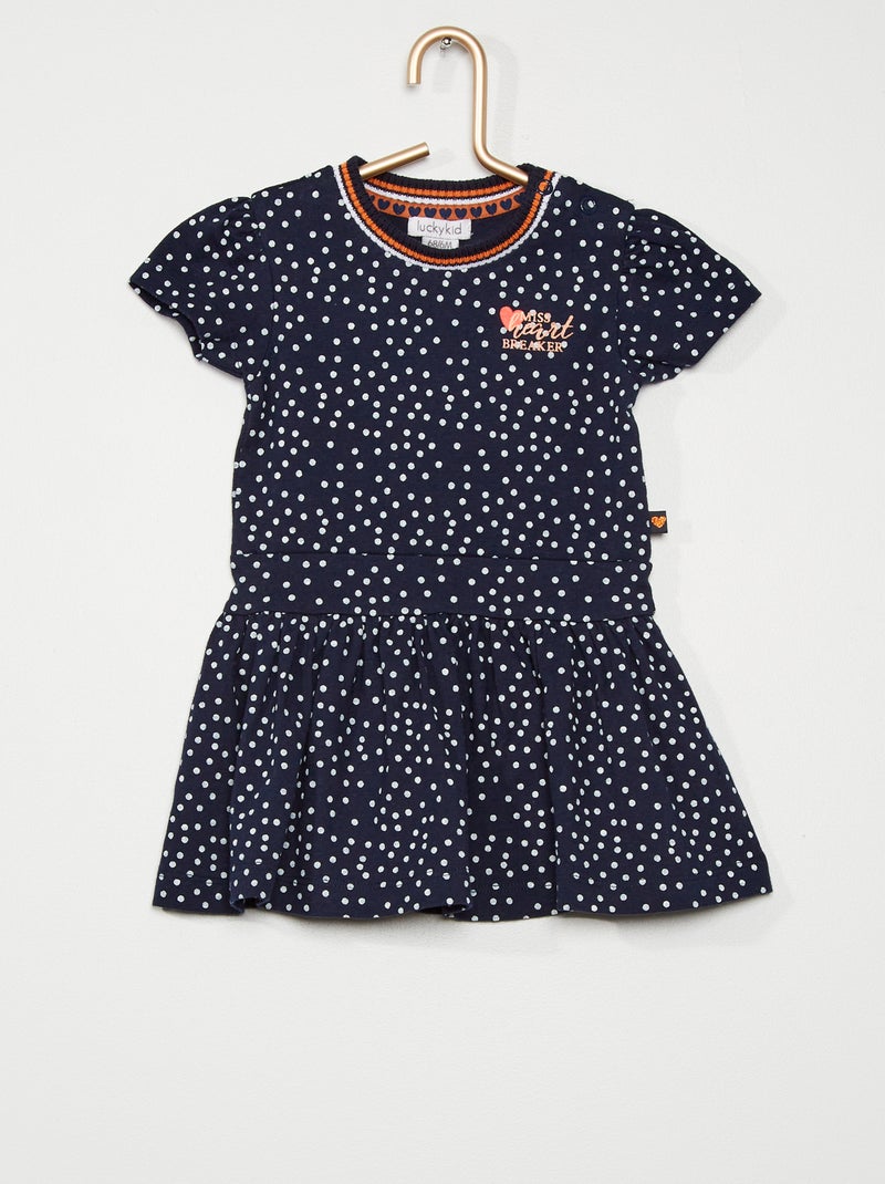 Robe imprimé 'pois' bleu marine - Kiabi