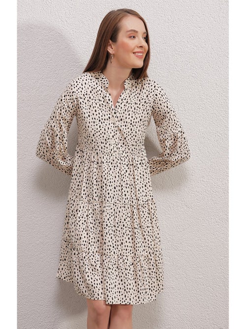 Robe imprimée - Ecru - Kiabi