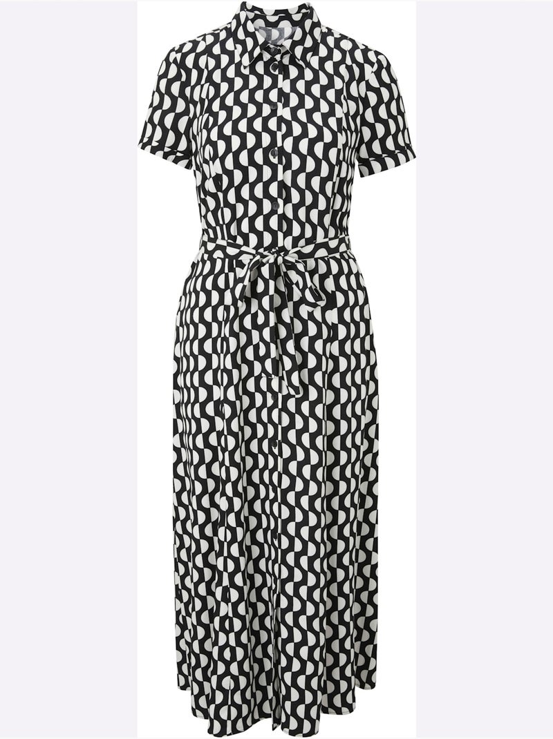 Robe imprimée - taille standard - helline Noir Beige - Kiabi