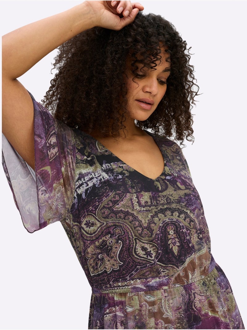 Robe Imprimée - Taille Standard - Sheego Gris Violet - Kiabi