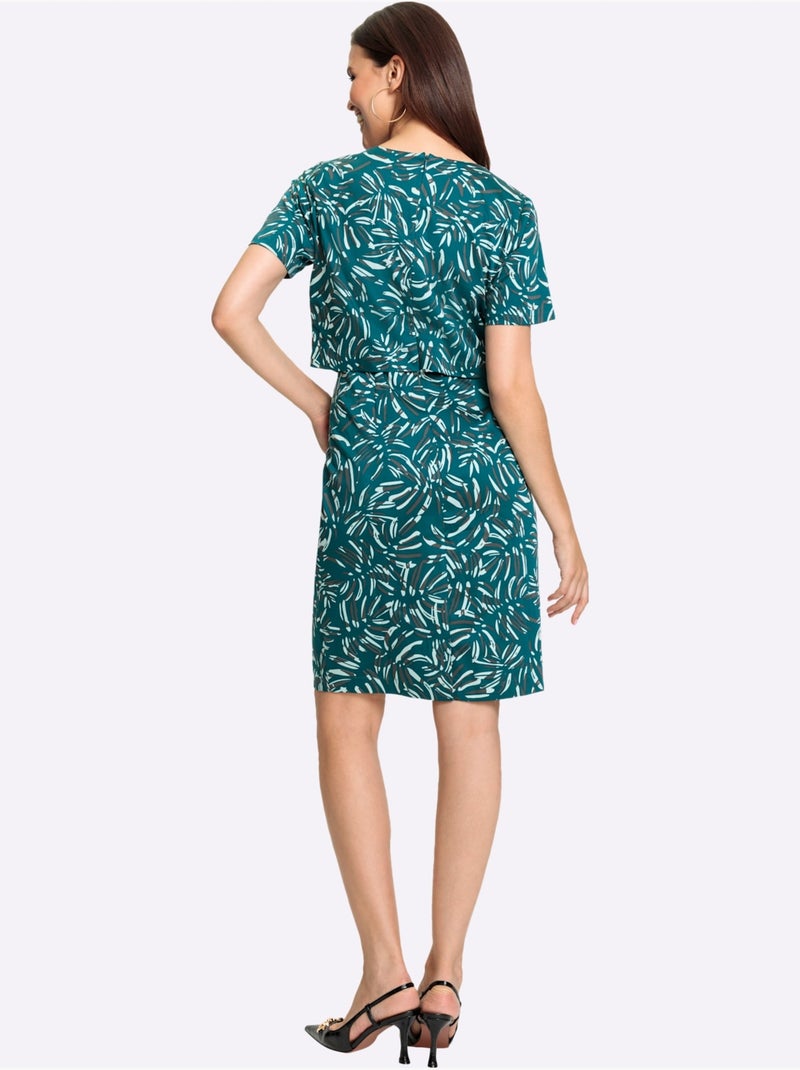 Robe Imprimée 97% Coton - Taille Courte - Witt Bleu Noir - Kiabi