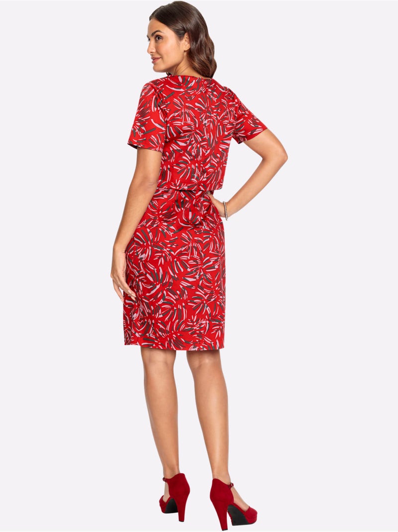 Robe Imprimée 97% Coton - Taille Courte - Witt Noir Rouge - Kiabi