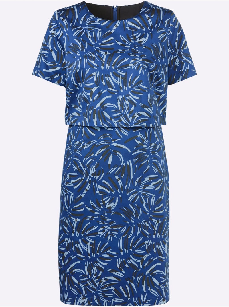 Robe Imprimée 97% Coton - Taille Standard - Witt Bleu roi - Kiabi