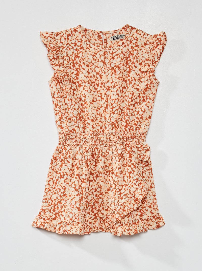 Robe imprimée à col rond blanc/rose - Kiabi