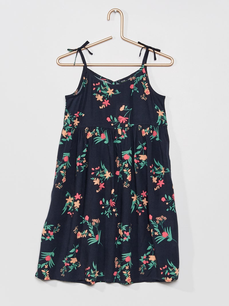 Robe imprimée à fines bretelles Bleu marine - Kiabi