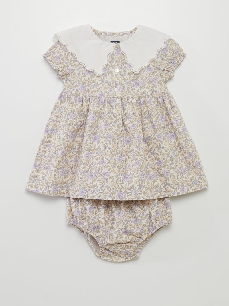 Robe imprimée à fleurs + culotte - 2 pièces Lila - Kiabi