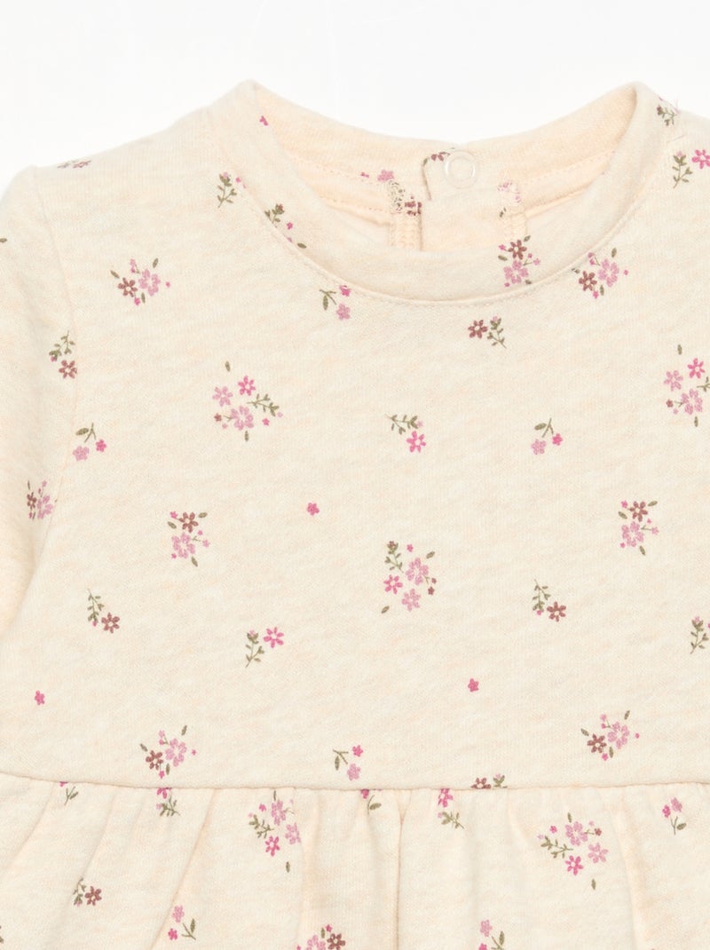 Robe imprimée à manches longues Beige - Kiabi