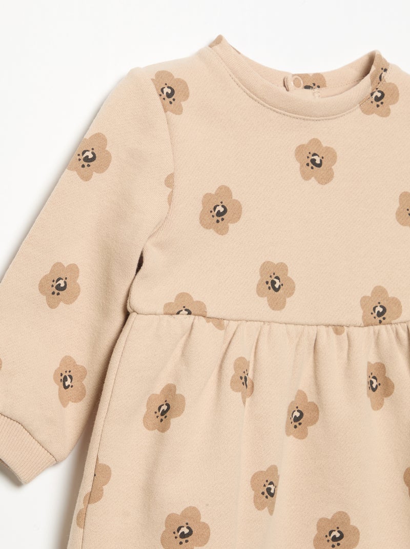 Robe imprimée à manches longues Beige - Kiabi