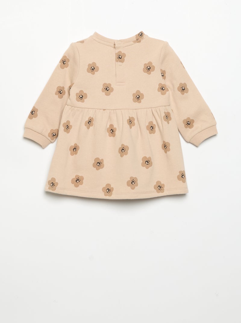 Robe imprimée à manches longues Beige - Kiabi