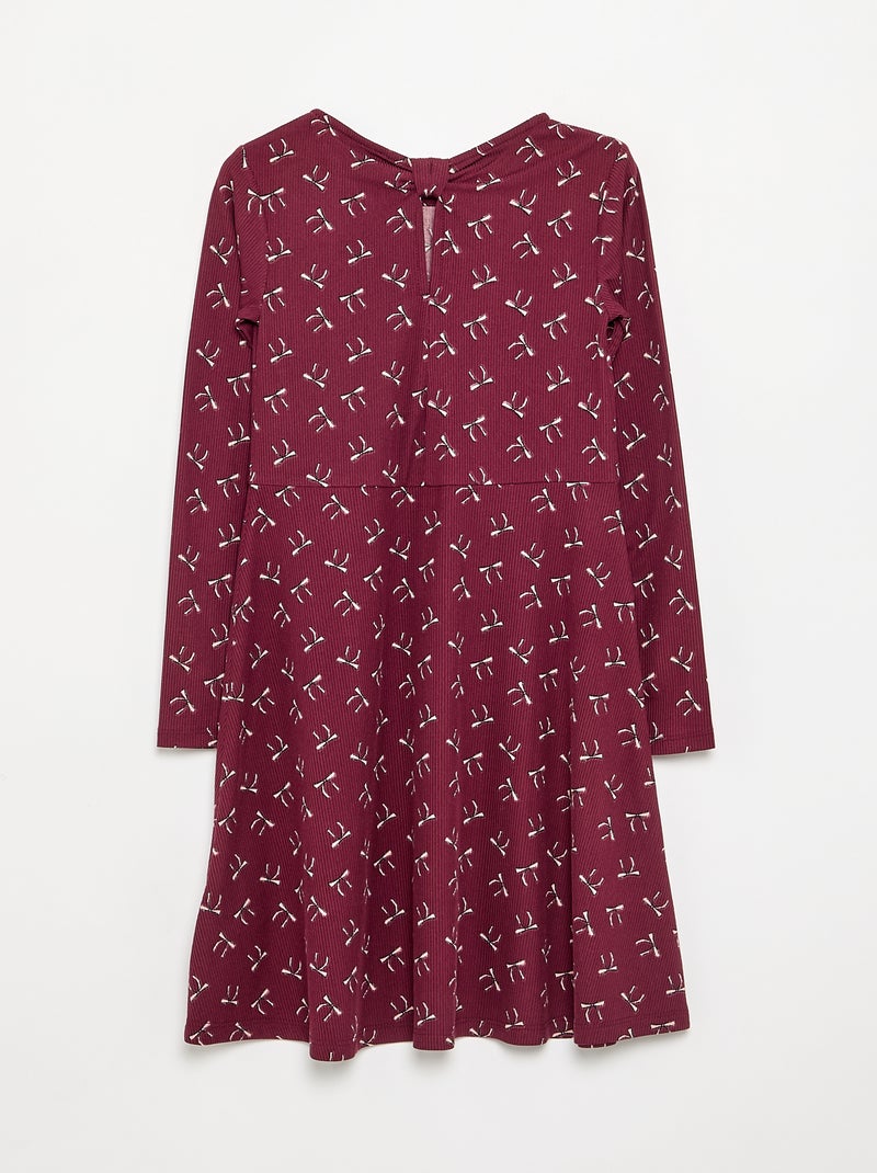 Robe imprimée à manches longues Rouge - Kiabi
