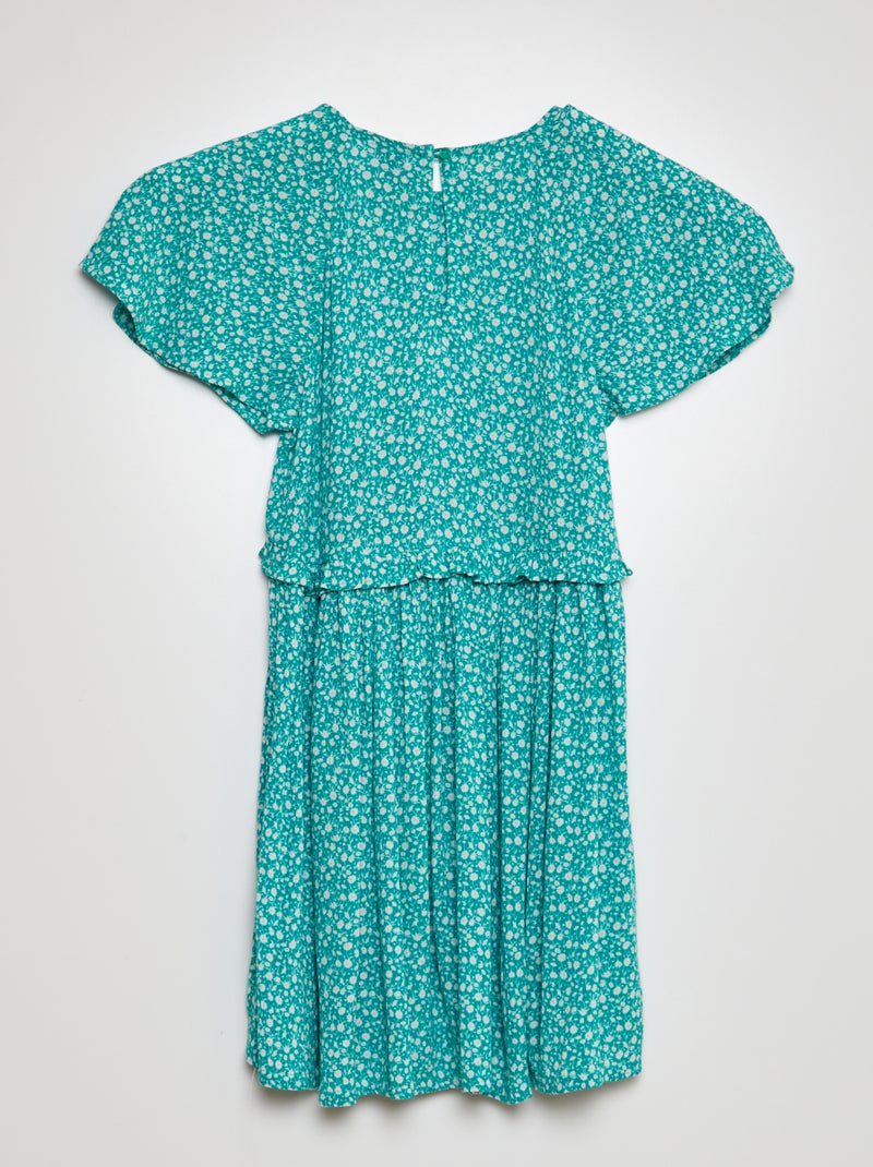 Robe imprimée à volant Vert - Kiabi