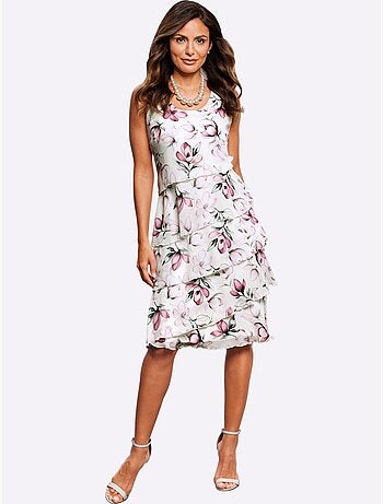 Robe imprimée avec volants en biais et pinces poitrines - Taille standard - Witt