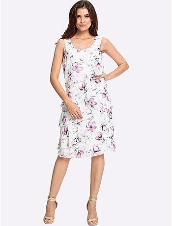 Robe imprimée avec volants en biais et pinces poitrines - Taille standard - Witt