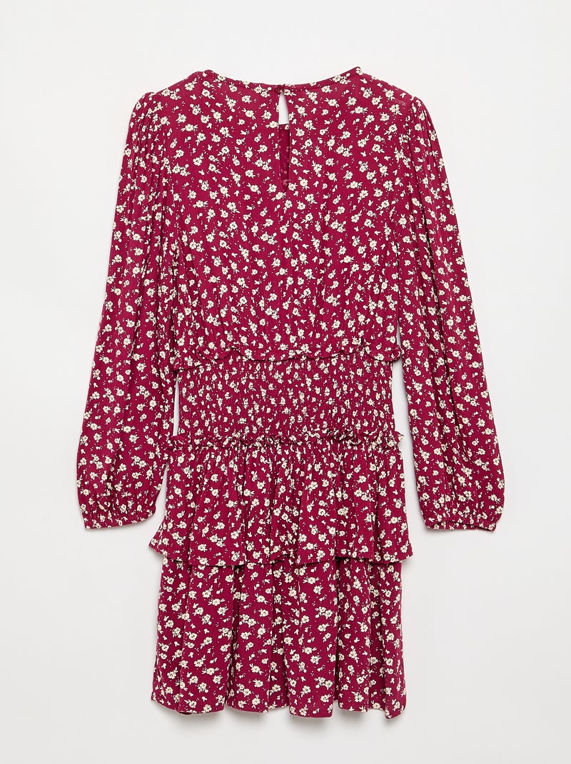 Robe imprimée avec volants Rouge - Kiabi