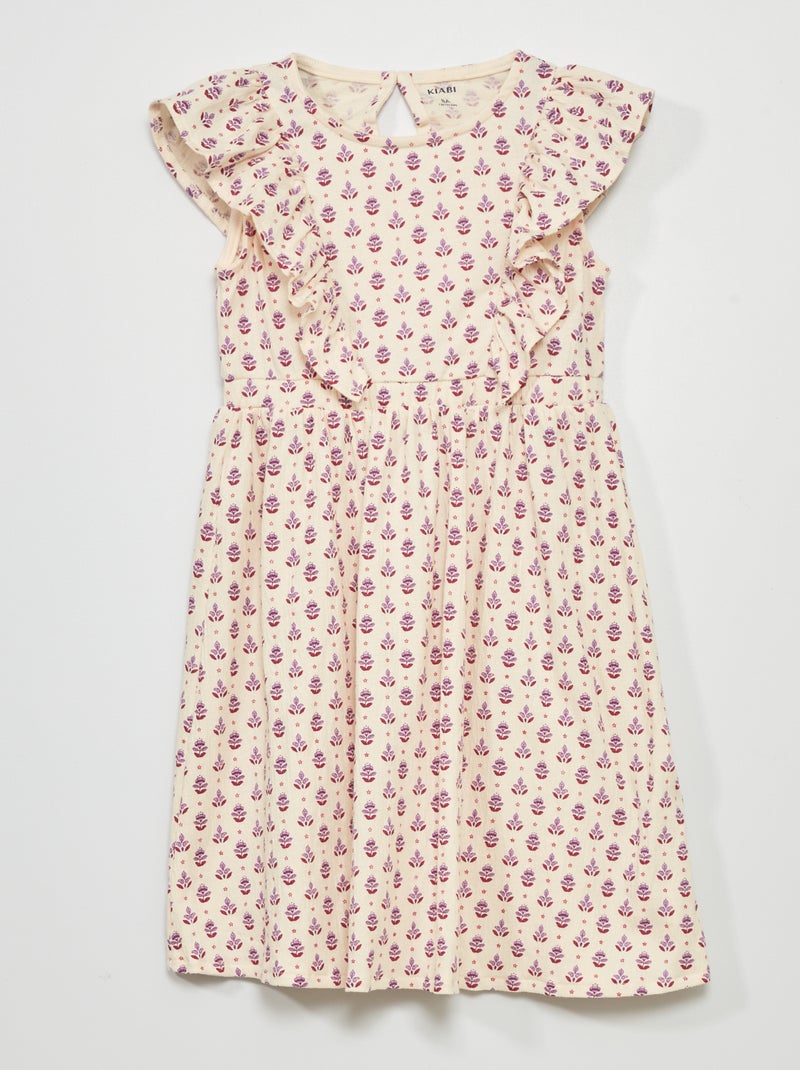 Robe imprimée Blanc/violet - Kiabi