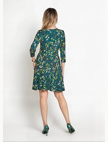 Robe imprimée cache-c¿ur taille ceinturée - Afibel